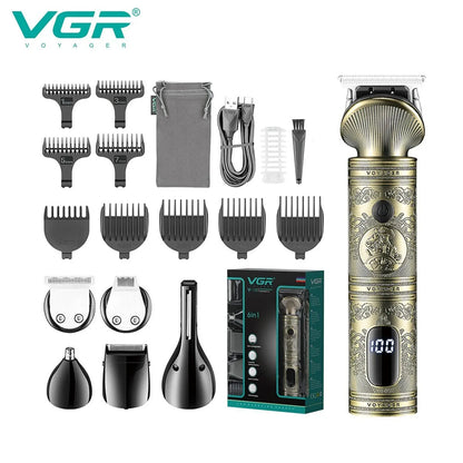 VGR Grooming Kit Hair Trimmer 6 In 1 Hair Clipper Nose Trimmer Shaver Body Trimmer Professional Rechargeable Metal Vintage V-106 [HAI]