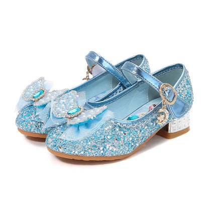 Disney Girls' Princess  Sandals Shoes Children's Shoes Elsa Children's Shoes Girls Fashion Baby Pink Blue High Heel Shoes Size [SHO]