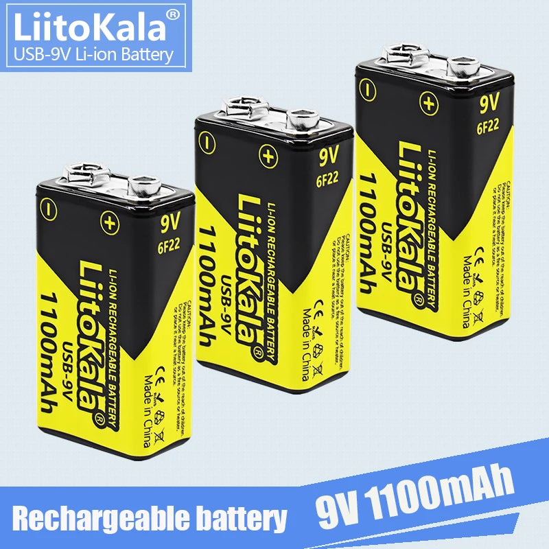 4-32pcs 9V 1100mAh Li-ion Rechargeable Battery Crown Type-C USB 6F22 Battery for RC Helicopter Model Metal Detector Microphone [MTL]