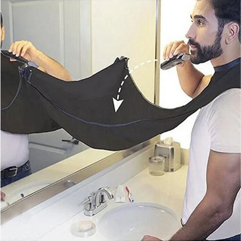 Man Shave Beard Apron Black Hair Shave Apron Ib Trimmer Holder Beard Catcher Waterproof Household Household Cleaning Tools [HAI]