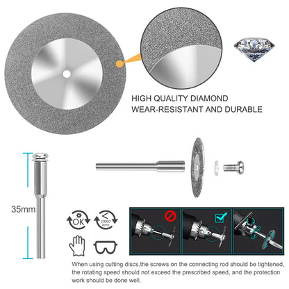 1pc 16-60mm Mini Diamond Cutting Disc With Mandrel Abrasive Diamond Discs For Dremel Diamond Saw Blades [TPT]