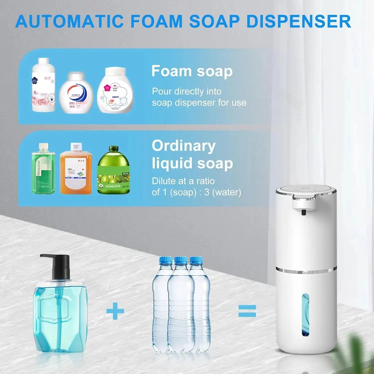 Automatic Soap Dispenser Touchless Foaming Soap Dispenser 380ml USB Rechargeable Electric 4 Level Adjustable Foam Soap Dispenser [DSP]