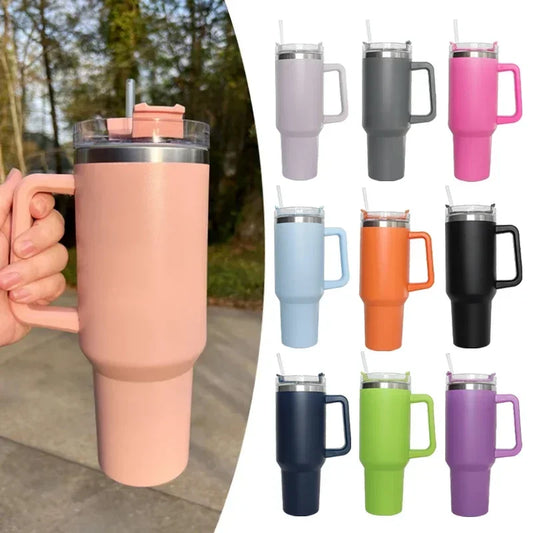 40oz Mug Tumbler With Handle Insulated Tumbler With Lids Straw Stainless Steel Coffee Tumbler Termos Cup for Travel Thermal Mug [MUG]