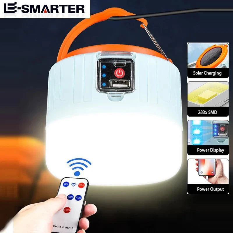 Outdoor Solar Light LED Lamp Rechargeable Bulbs Emergency Light Hook Up Camping Fishing Portable Lantern Lights [SLG]