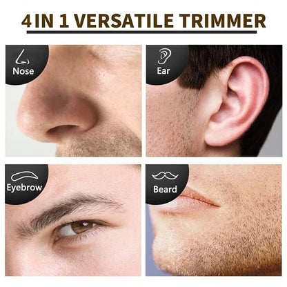 4in1 Rechargeable Nose Trimmer Beard Trimmer for Men Ear Eyebrow Nose Hair Trimmer for Nose and Ear Hair Removal Clean Machine [HAI]