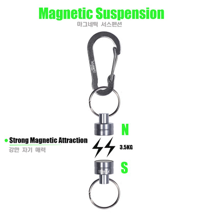 Magnetic Net Release Holder With Coiled Lanyard Fly Fishing Tools Strong Magnet Carabine Fast Buckle Anti-Drop Rope Accessories [MAG]