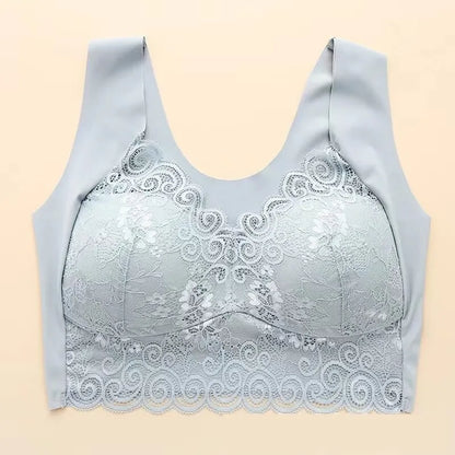 Women Lace Bra Camisole Underwear Bue L XL XXL Breathable V Neck Gather Up Soft Comfortabl Casual [BRA]