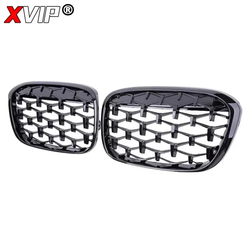 XVIP Glossy Black Diamonds Style Front Bumper Kidney Grilles For BMW X1 F48 F49 2016-2019 Shiny Line Style Upper Racing Grilles [BDK]