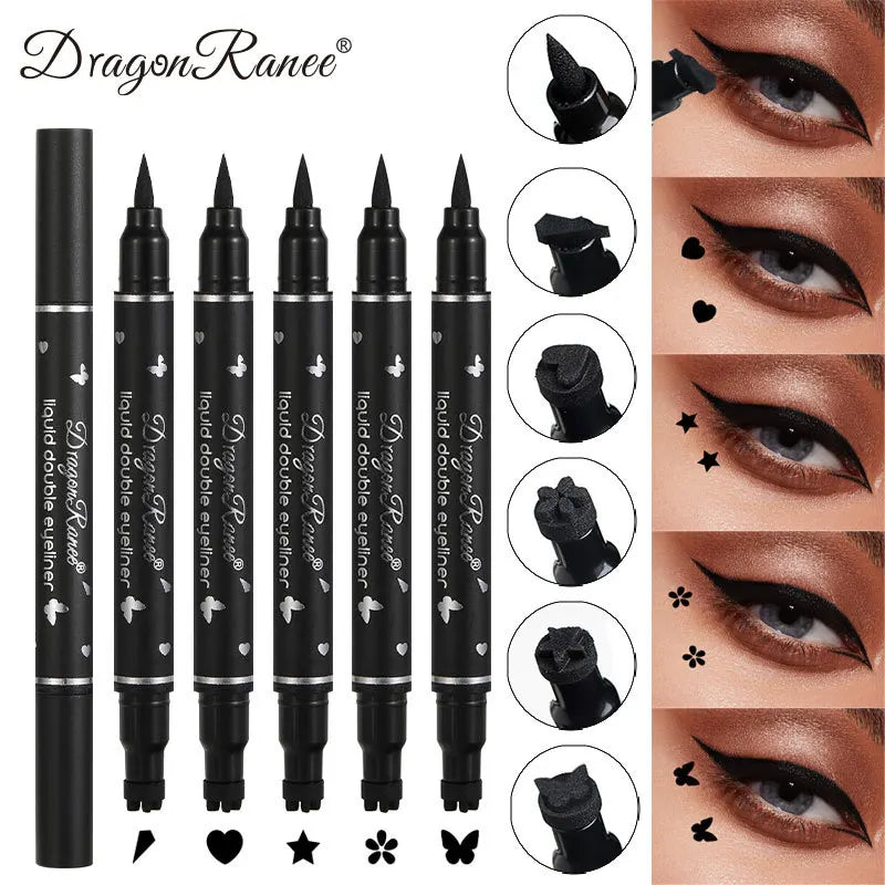 2 IN 1 Butterfly Seal Eyeliner Pen Star Moon Stamp Long-Lasting Waterproof Black Liquid Eye Liner Pencil Eyes Makeup Cosmetic [CSM]