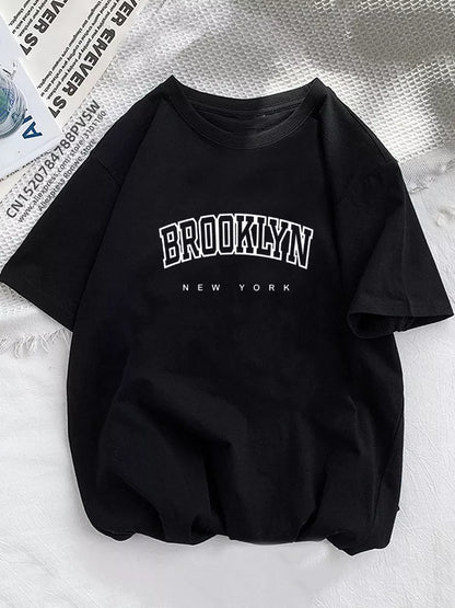 Women Brooklyn Letter Print T-Shirt Girl Graphic Harajuku 2023 Streewear Clothes Causal Female Y2K Tops Tee [TSH]