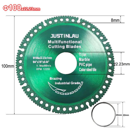 100mm Composite Multifunctional Cutting Saw Blade Diamond Super Hard Circular Saw Disc Metal Tile Rock Marble Pipe Wall Cutting [TPT]