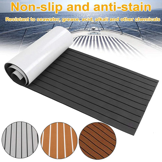 Self-Adhesive Foam Teak Decking EVA Foam Boat Flooring Faux Teak Decking Sheet Accessories Marine Boat Deck Mat 2400x550x5mm [MRN]