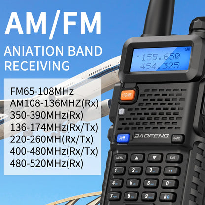 1/2 Baofeng M-5R Air Band Walkie Talkie Full Band Wireless Copy Frequency Long Range VHF UHF UV-5R K5 Portable Ham Two Way Radio [TEL]