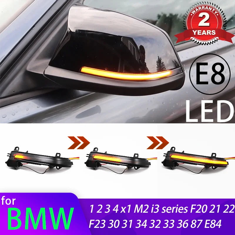 for BMW 1 2 3 4 X1 M Series F20 F30 F34 F36 E84 F87 i3 Dynamic Black LED Turn Signal Light Sequential Rearview Mirror Light [BDK]