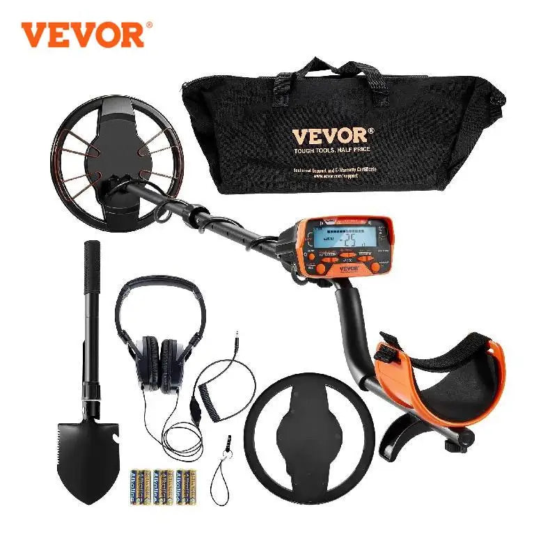 VEVOR Metal Detector for Adults & Kids 10Inch Waterproof Search Coil with LCD Display 7 Modes Adjustable 41''-52'' Aluminum Stem [MTL]