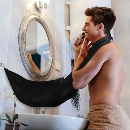 Man Shave Beard Apron Black Hair Shave Apron Ib Trimmer Holder Beard Catcher Waterproof Household Household Cleaning Tools [HAI]