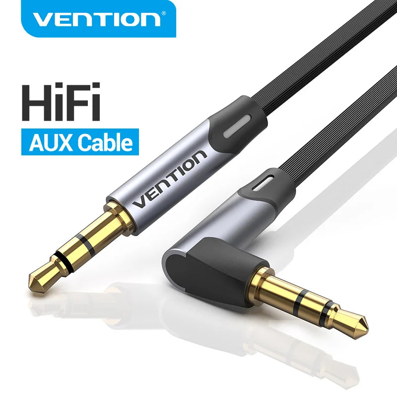 Vention Aux Cable 3.5mm Jack Audio Cable 90 Degree Right Angle 3.5 AUX Cord for Car Headphones Xiaomi Beats Speaker MP4 AUX Cord [CAR]