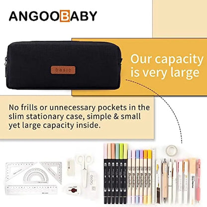 Canvas Pencil Case Student Pouch Coin Cosmetic Bag Office Stationery Organizer For Teen Girl Boy School Supplies [CSM]