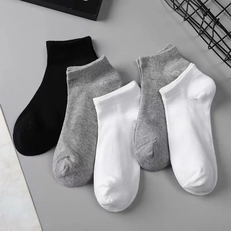 5 Pairs Unisex Socks Low Cut Breathable Business Boat Sock Solid Color Comfortable Ankle Casual White Black Summer Men Business [SOX]