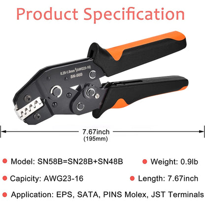 SN-58B 2.8/4.8/6.3 Spring Plug Crimping Plier Hand Tool Female Male Wire Connector Terminal Electrical Insulated Assortment Kit [TOL]