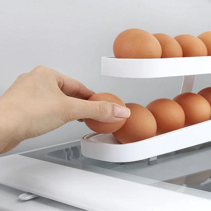 2023 New Refrigerator Egg Rolling Storage Rack Egg Storage Holder Rolldown Egg Dispenser Refrigerator Storage Box [DSP]