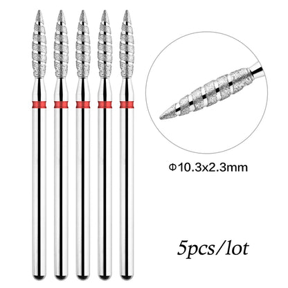 5pcs/lot Drill Bits for Nails Diamond Heads to Nails Milling Cutter for Manicure Cuticle Nail Cutter Tips Accessories Tools [TPT]