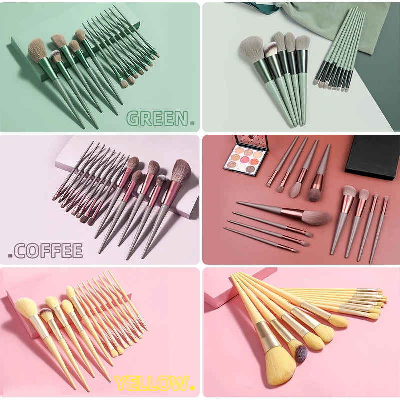 13pcs Makeup Brushes Cosmetic Full Set 3 Colors Soft Hair Female Make Up Tools Foundation Brush Eyeshadow Complete Kit [CSM]