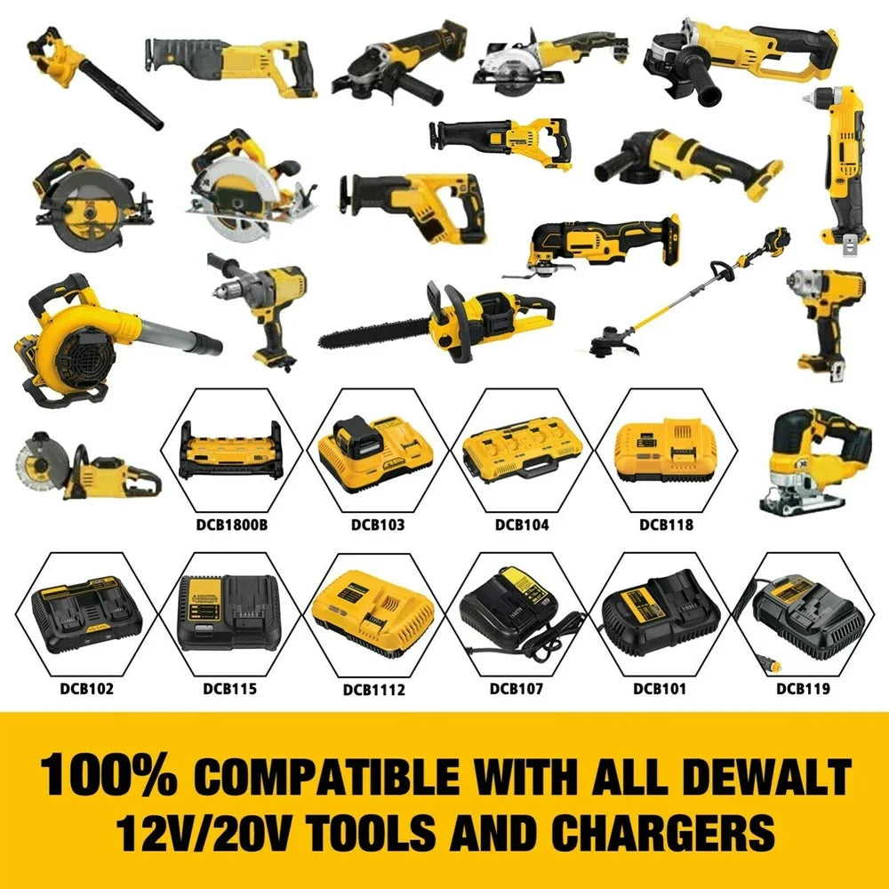 Genuine 18V/20 Volt MAX 6.0Ah 8.0Ah DCB200 Replacement Li-ion Battery for DeWalt DCB205 DCB201 DCB203 Power Tool Batteries [BAT]