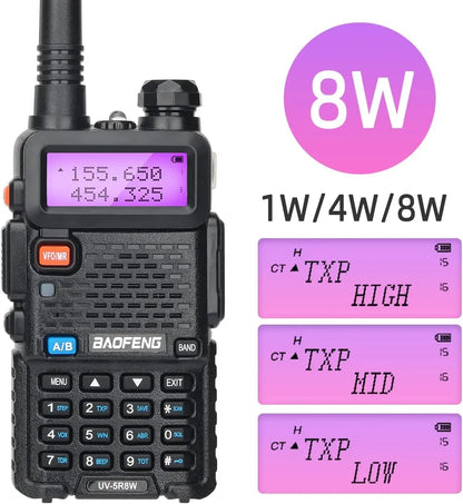 1/2PCS BaoFeng UV-5R 8W Tri-Power Walkie Talkie High Power Dual Band Long Range 128 CH Portable Handheld UV 5R Ham Two Way Radio [TEL]