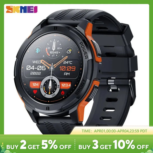 Skmei 1.43 Inch Amoled 1atm Waterproof Pedometer Smartwatch Heart Rate Monitor Bluetooth Call Smart Watch For Android Ios 410mah [SWH]