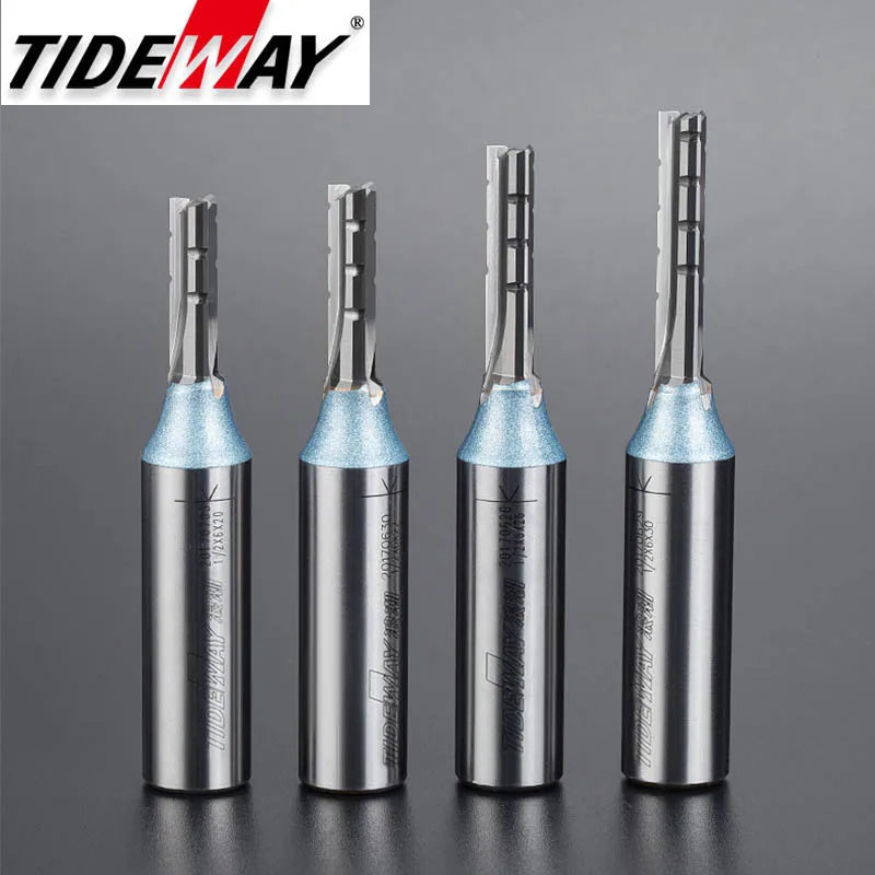 Tideway 1/2 Shank 3 Flutes Cutting Straight Router Bit TCT Cutters Woodworking CNC Trimming Slot Bits Milling Cutter for Wood [PTO]