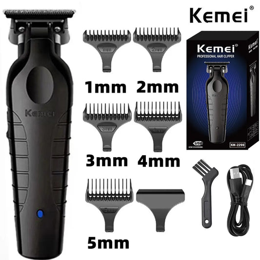 Kemei 2299 Barber Cordless Hair Trimmer 0mm Zero Gapped Carving Clipper Detailer Professional Electric Finish Cutting Machine [HAI]