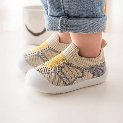 Baby Shoes Anti-slip Breathable Infant Crib Floor Socks with Rubber Sole for Children Girls Boys Mesh Shoes Soft Bottom Slippers [SOX]