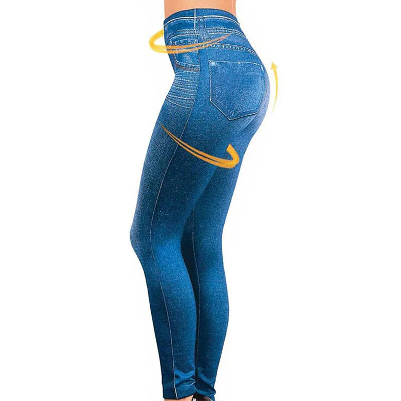 Gtpdpllt S-XXL Sexy Leggings Women Lined Spring Autumn Print Jeans Sportswear Slim Jeggings Two Real Pockets Woman Fitness Pants [WOM]