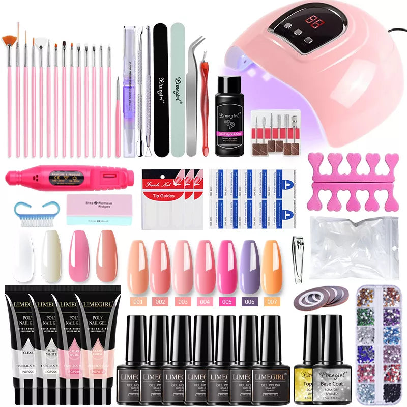 Nail Set With Nail Lamp Nail Dryer Nail Drill Machine Manicure Set Kit Poly Nail Gel Kit Polish Set Soak-off Nail Art Tools Sets [BEU]