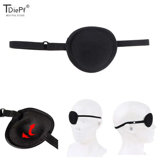 Unisex Black Pirate Eye Patch Single Eye Patch Eyepatch One Eye Washable Adjustable Concave Eye Patch Kid Pirate Cosplay Costume [COS]