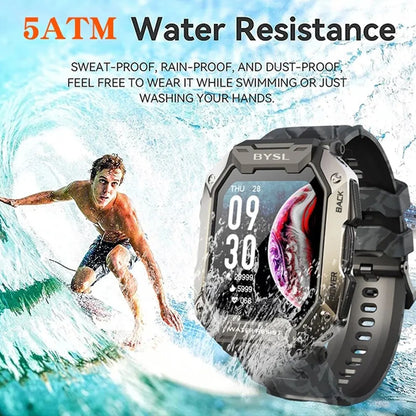 BYSL S20 Smartwatch Men 1.69 Inch HD Screen Bluetooth Call Sport Fitness 5ATM Waterproof Tracker Sleep Monitor Smart Watch [SWH]