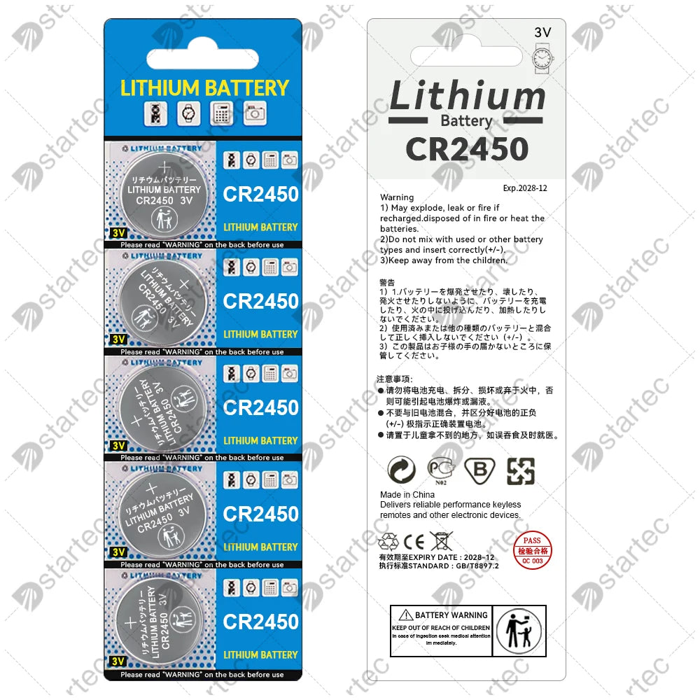 Eunicell CR2450 Watch Buttom Battery KCR2450 5029LC LM2450 DL2450 ECR2450 BR2450 CR 2450 3V 600mAh Lithium Coin Cell Batteries [BAT]