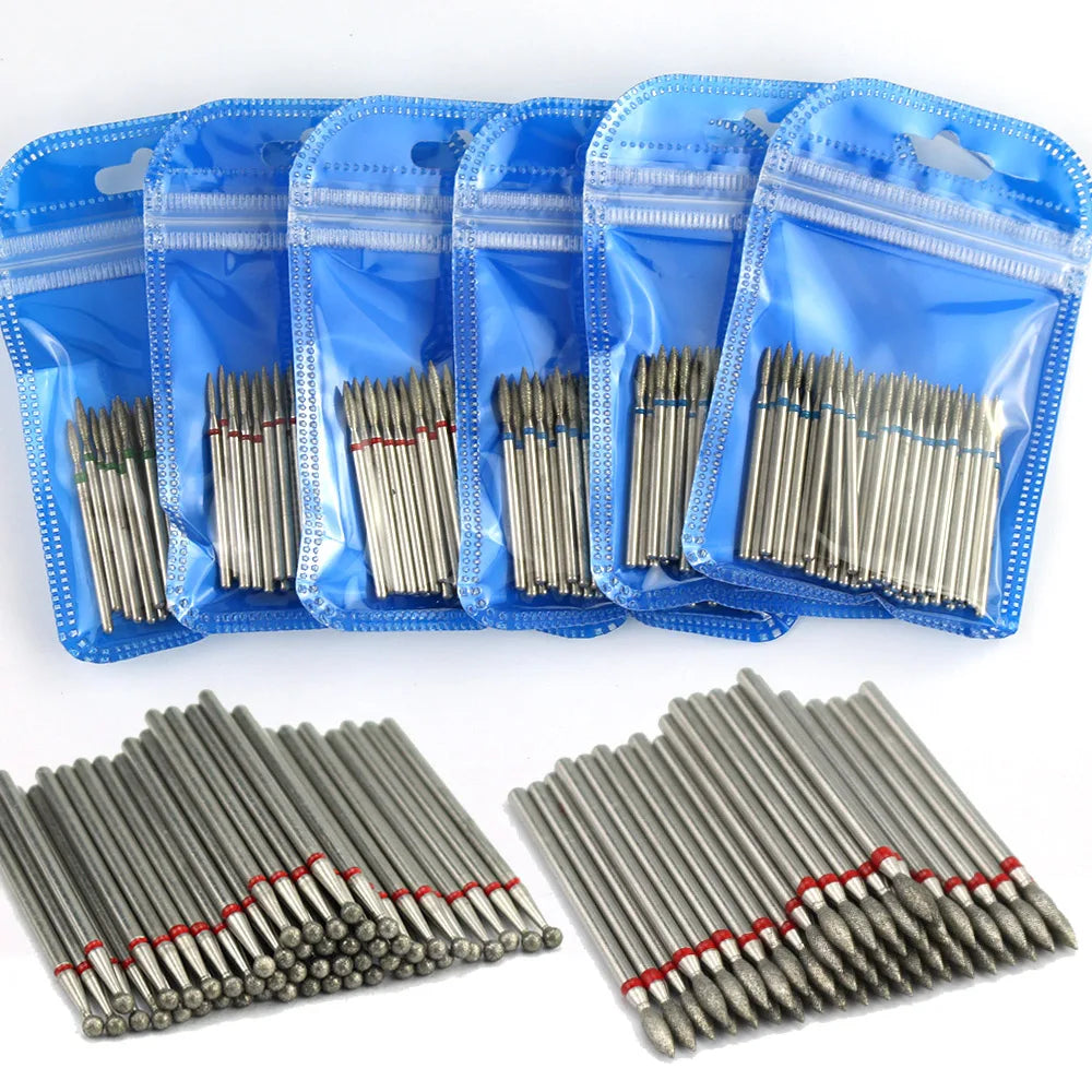 50pc Diamond Nail Drill Cuticle Clean Bit Set Milling Cutter for Manicure Electric Cutter Bits Accessories Dead Skin Remove [TPT]