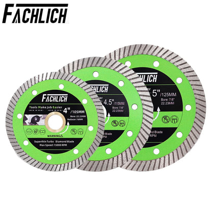 FACHLICH 1pc 4/4.5/5 Inch Super-Thin Diamond Turbo Cutting Saw Blades Ceramic Cut Tile Granite Marble Cutting Disc 105/115/125mm [TPT]