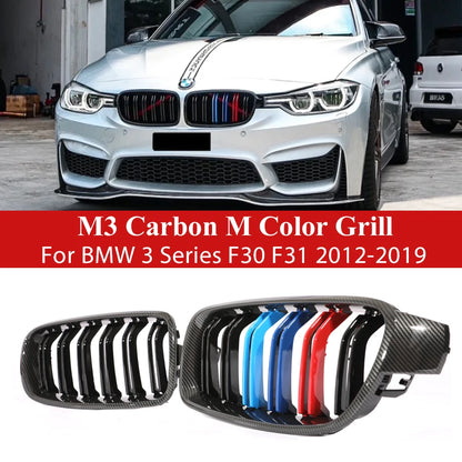 For BMW 3 Series F30 F31 F35 Carbon Fiber Grill Facelift Racing Grille Kidney Front Bumper M Color Grill 2012-2019 Accessories [BDK]