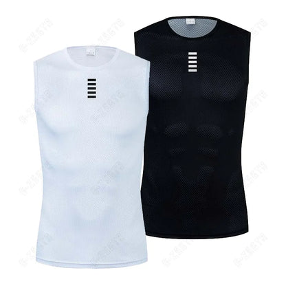 Cycling Base Layer Reflective Underwear White Cycling Jersey Sport Vest Men Undershirt Quick Dry Elastici Vest Road Bike Jersey [CYC]