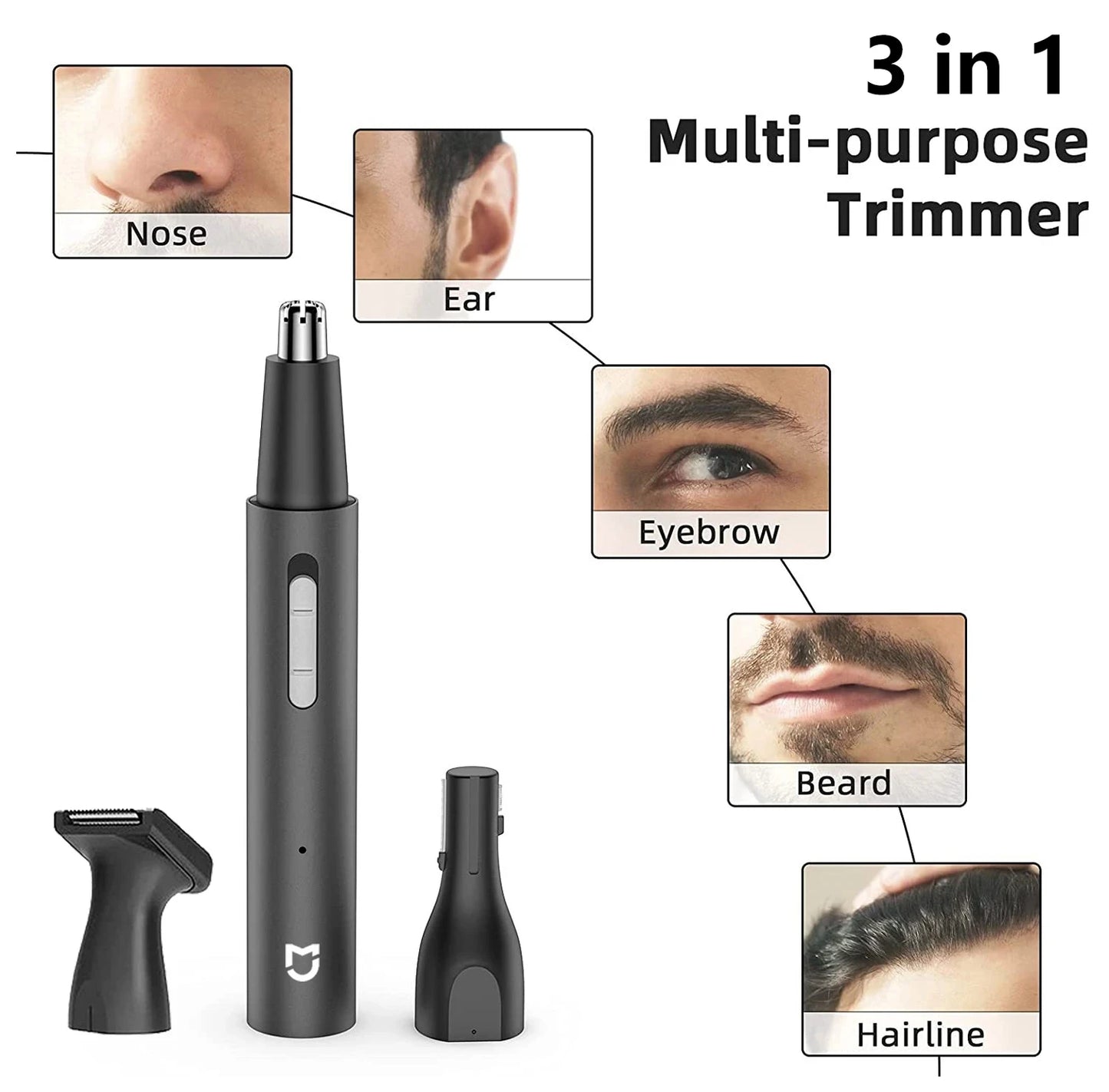 Xiaomi Mijia Electric Nose Ear Hair Trimmer for Men Painless Rechargeable Sideburns Eyebrows Beard 3 in 1 Hair Clipper Shaver [HAI]