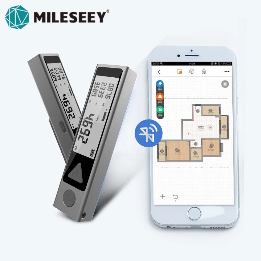 Mileseey MiNi Bluetooth Laser Distance Meter Trena Laser Measuring Tape Handheld Metre Laser лазерная рулетка дальномер лазерный [MTR]