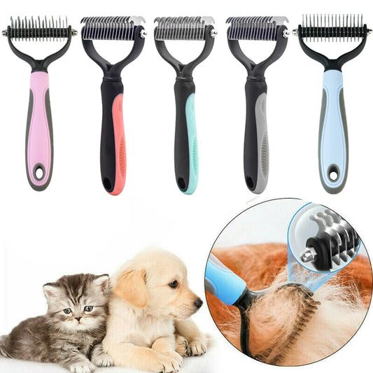 New Hair Removal Comb for Dogs Cat Detangler Fur Trimming Dematting Brush Grooming Tool for Matted Long Hair Curly Pet [PET]