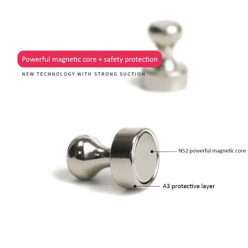 10pcs Super Strong Neodymium Magnetic Pushpins Sucker Thumbtack Durable Steel Magnet Push Pin for Refrigerator Whiteboard [MAG]