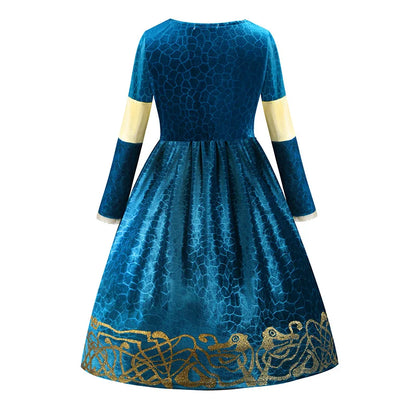 Winter Long Sleeve Fantasia Merida Princess Gothic Dress with Wig Kids Disguise Halloween Child  Lolita Girl Carnival Costume [LOL]