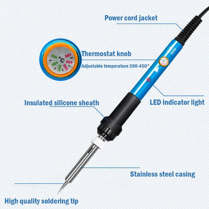 New Adjustable Temperature Electric Soldering Iron 220V 110V 60W Welding Solder Rework Station Heat Pencil Tips Repair Tools [TOL]