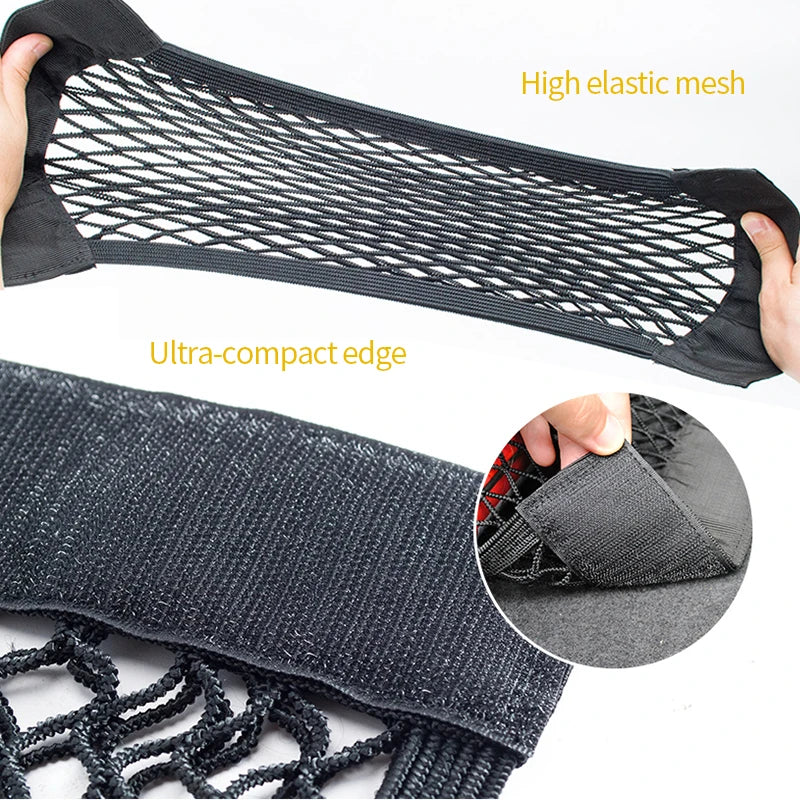 Car Back Rear Mesh Trunk Seat Elastic String Net Magic Sticker Universal Storage Bag Pocket Cage Auto Organizer Seat Back Bag [CAR]