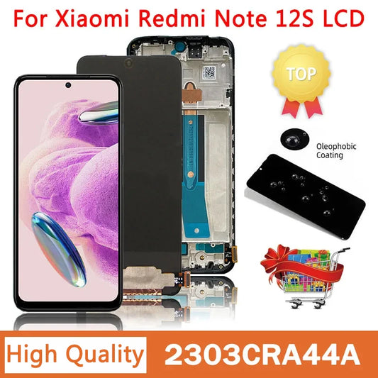 6.43'' AMOLED for Xiaomi Redmi Note 12S 2303CRA44A Lcd Display Digital Touch Screen with Frame for Redmi Note 12s Replacement [MOB]